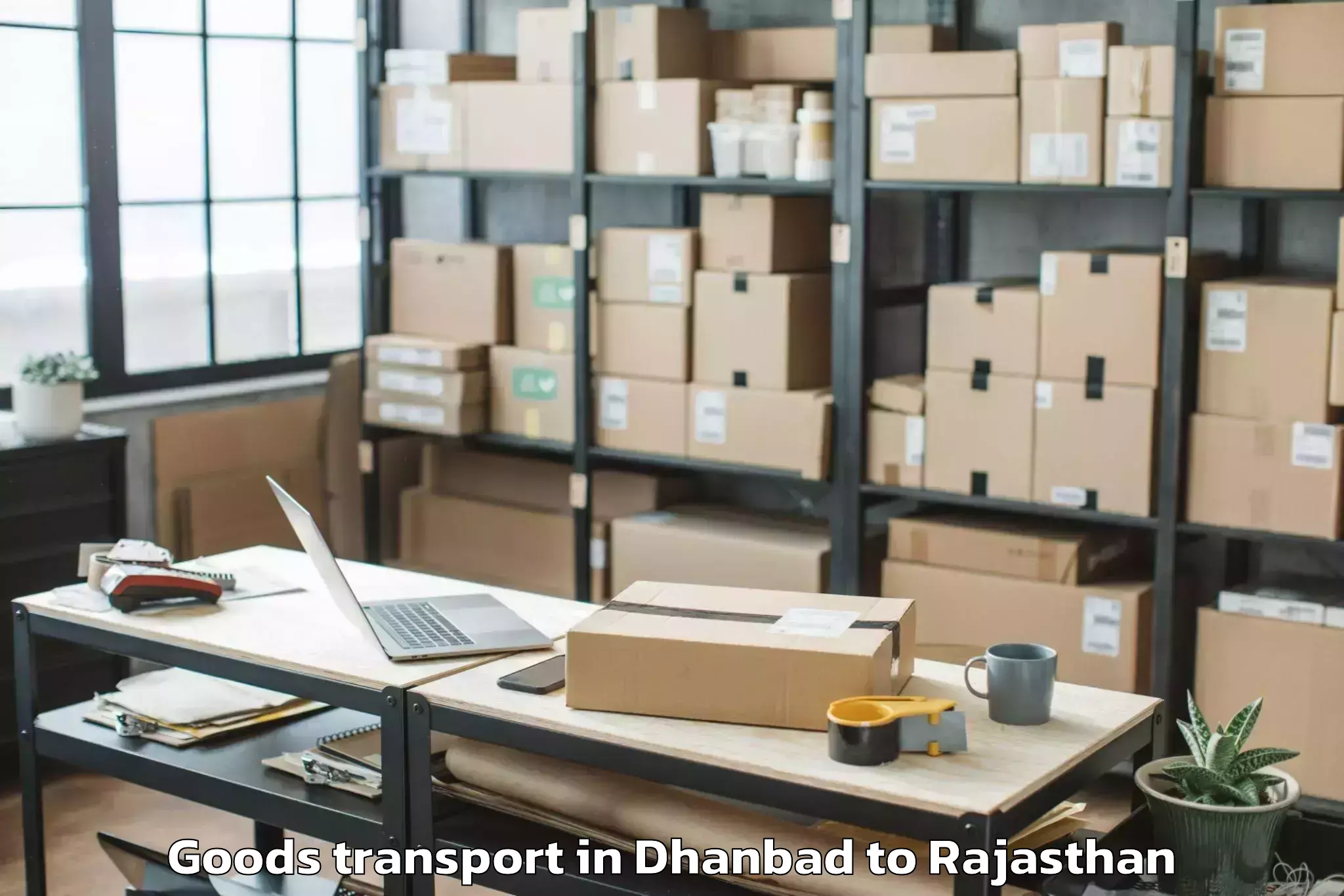 Trusted Dhanbad to Haridev Joshi University Of Jo Goods Transport